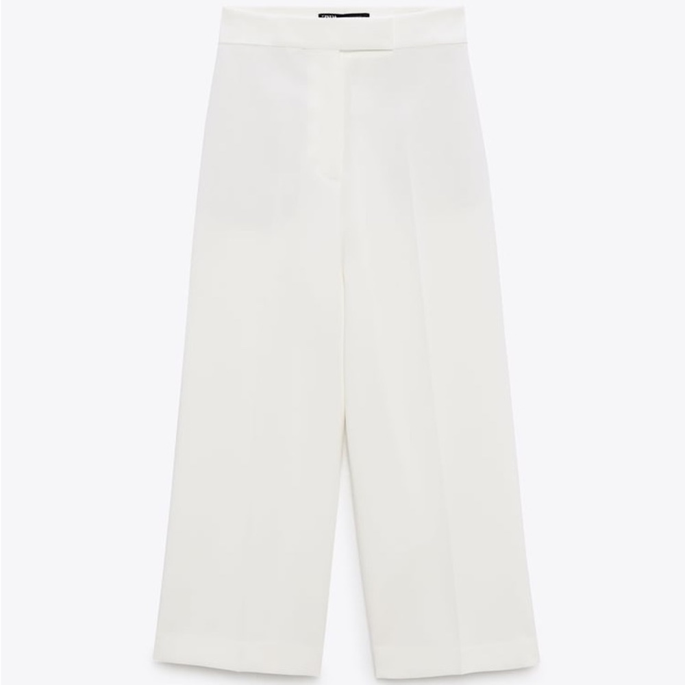 Zara High Waisted Culottes White Pants Women’s Large Trousers Cropped NWT
